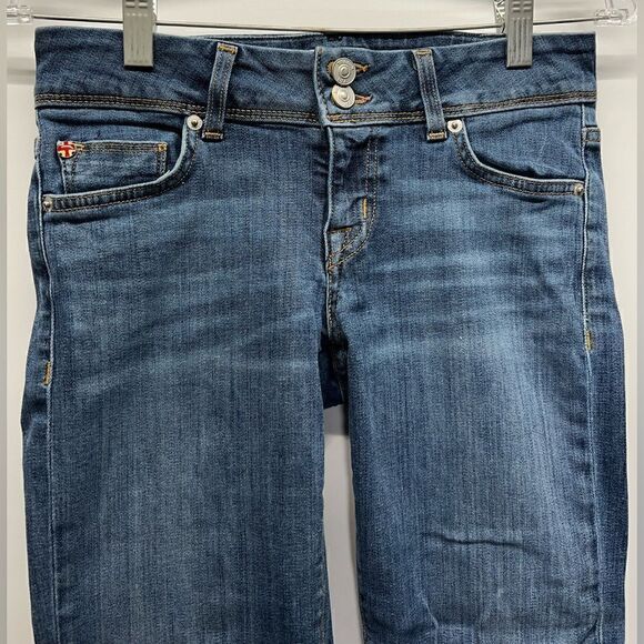 Hudson Womens Ginny Crop Straight w/ Cuff 24" Low Rise in Deco Blue 26 - Picture 2 of 8